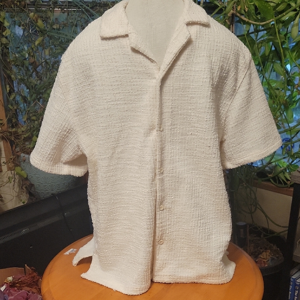 Men's Casual White Button Down Shirt